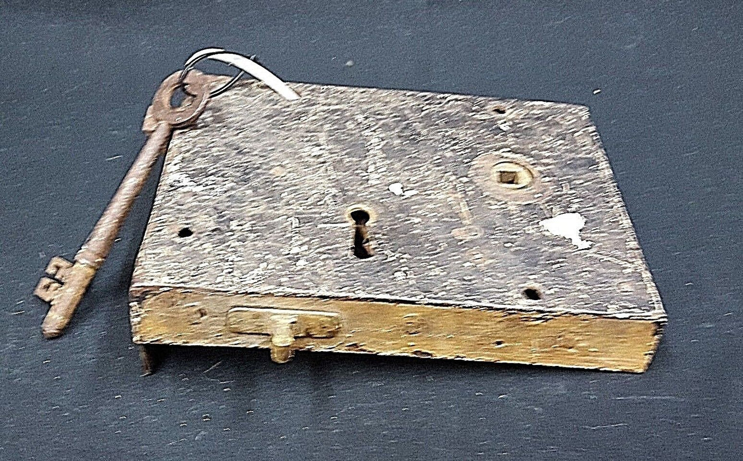 Authentic Early 1800s Metal Lock Set with Key