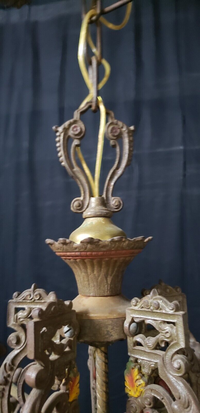 Art Nouveau Ornate Cast Iron Filigree 5 Light Chandelier 20" x 19" GA739