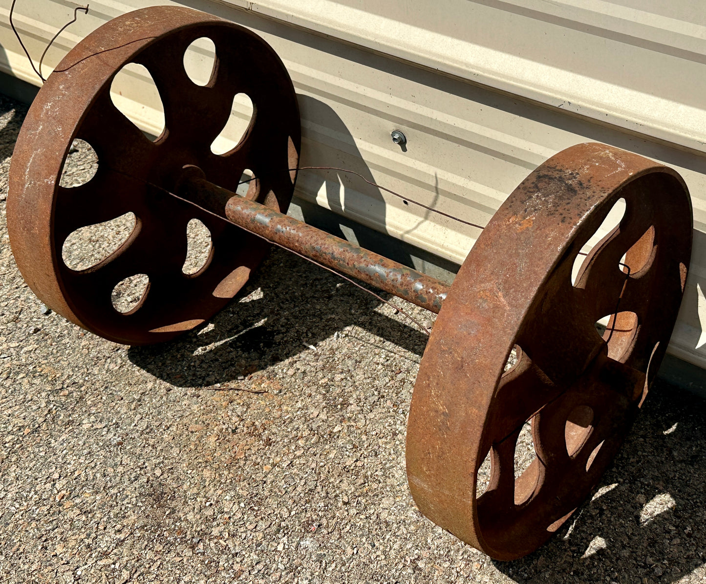 Pair of Industrial Cast Iron Cart Wheels GA20951