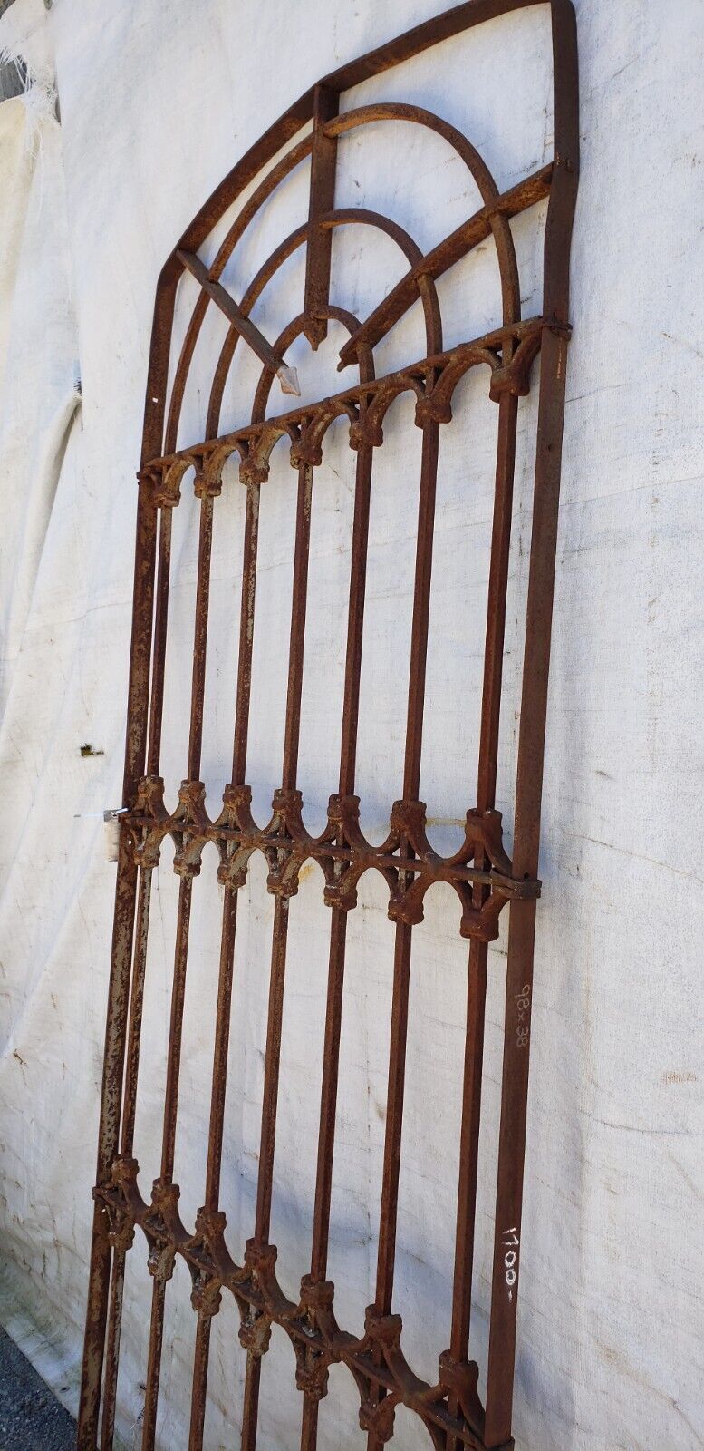 Very Old Ornate Wrought Iron Gate with Lead Accents 98" x 38" GA9404