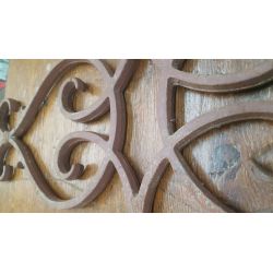 Pair of Cast Iron Scroll & Geometric Design Fence Panel Sections #GA496