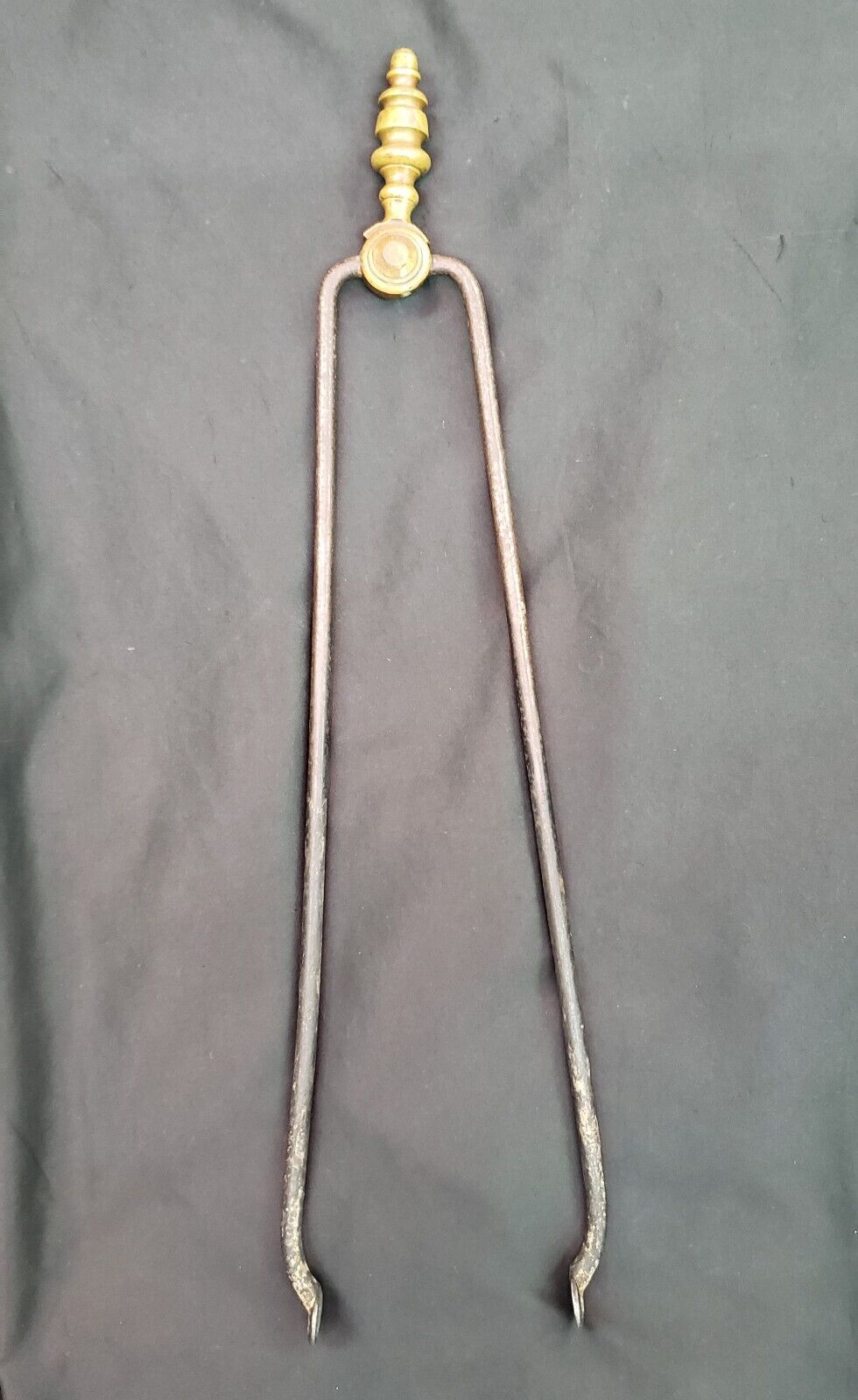 18th Century Wrought Iron & Cast Brass Fireplace Ember Tongs