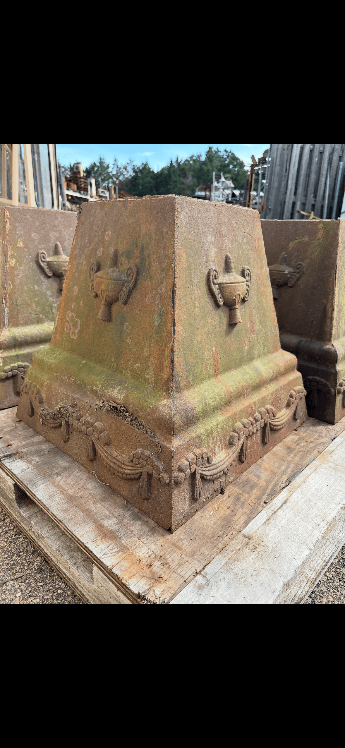 Ornate Cast Iron Urn Bases - 4 Available GA20461