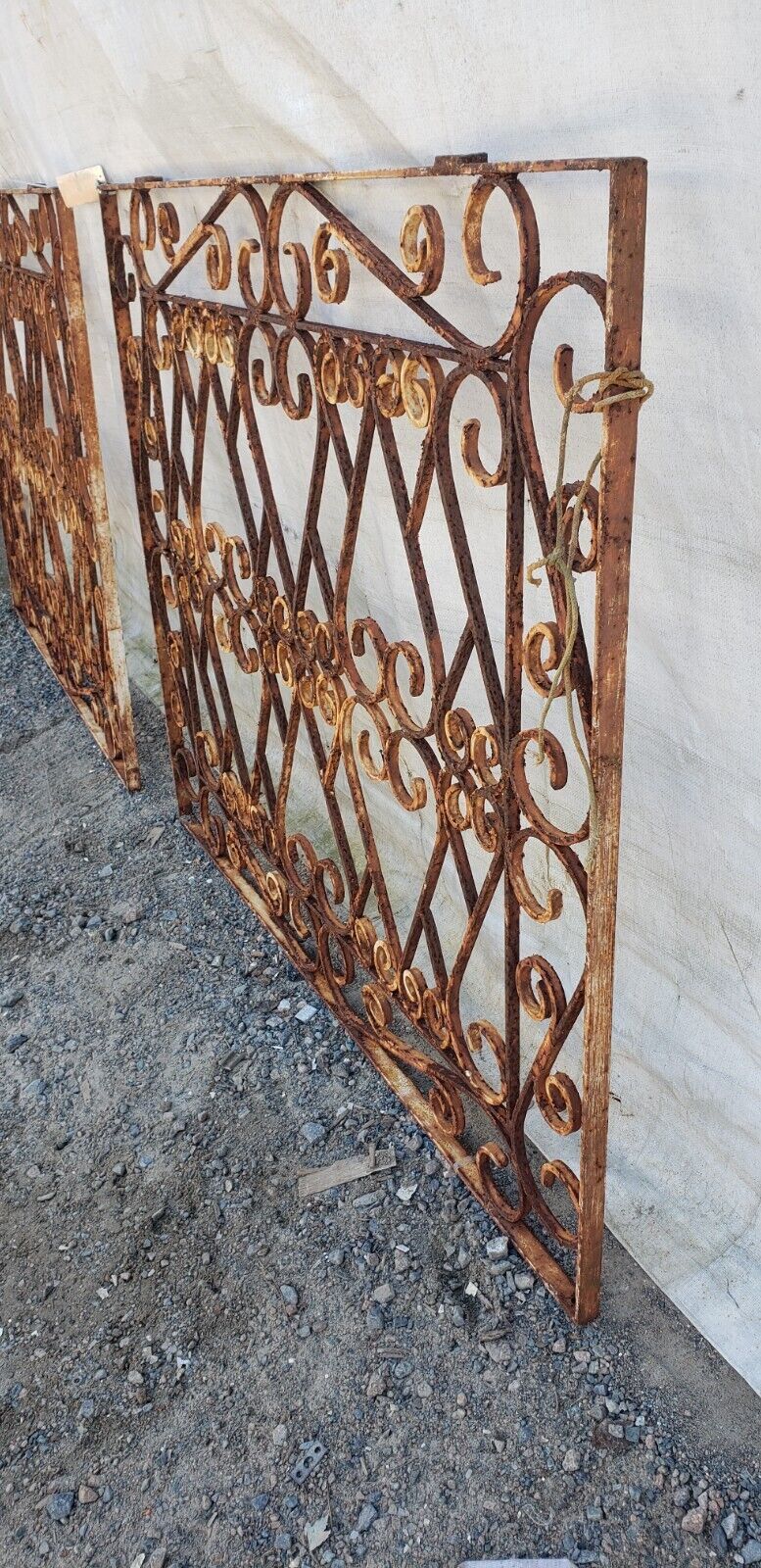Pair of Ornate Wrought Iron Driveway Property Gates 39" x 48 1/2" GA9432