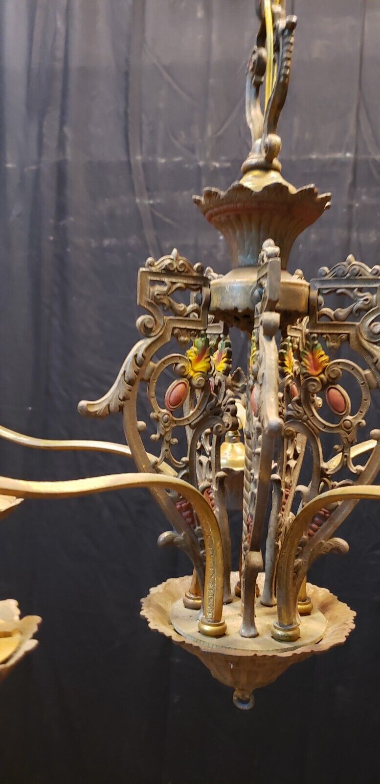 Art Nouveau Ornate Cast Iron Filigree 5 Light Chandelier 20" x 19" GA739
