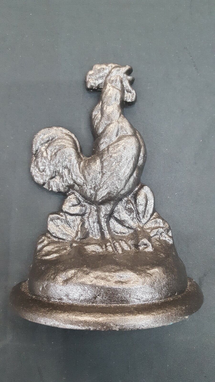Antique Cast Iron Black Rooster Door Stop