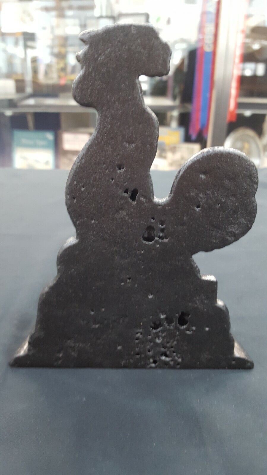 Antique Cast Iron Black Rooster Door Stop