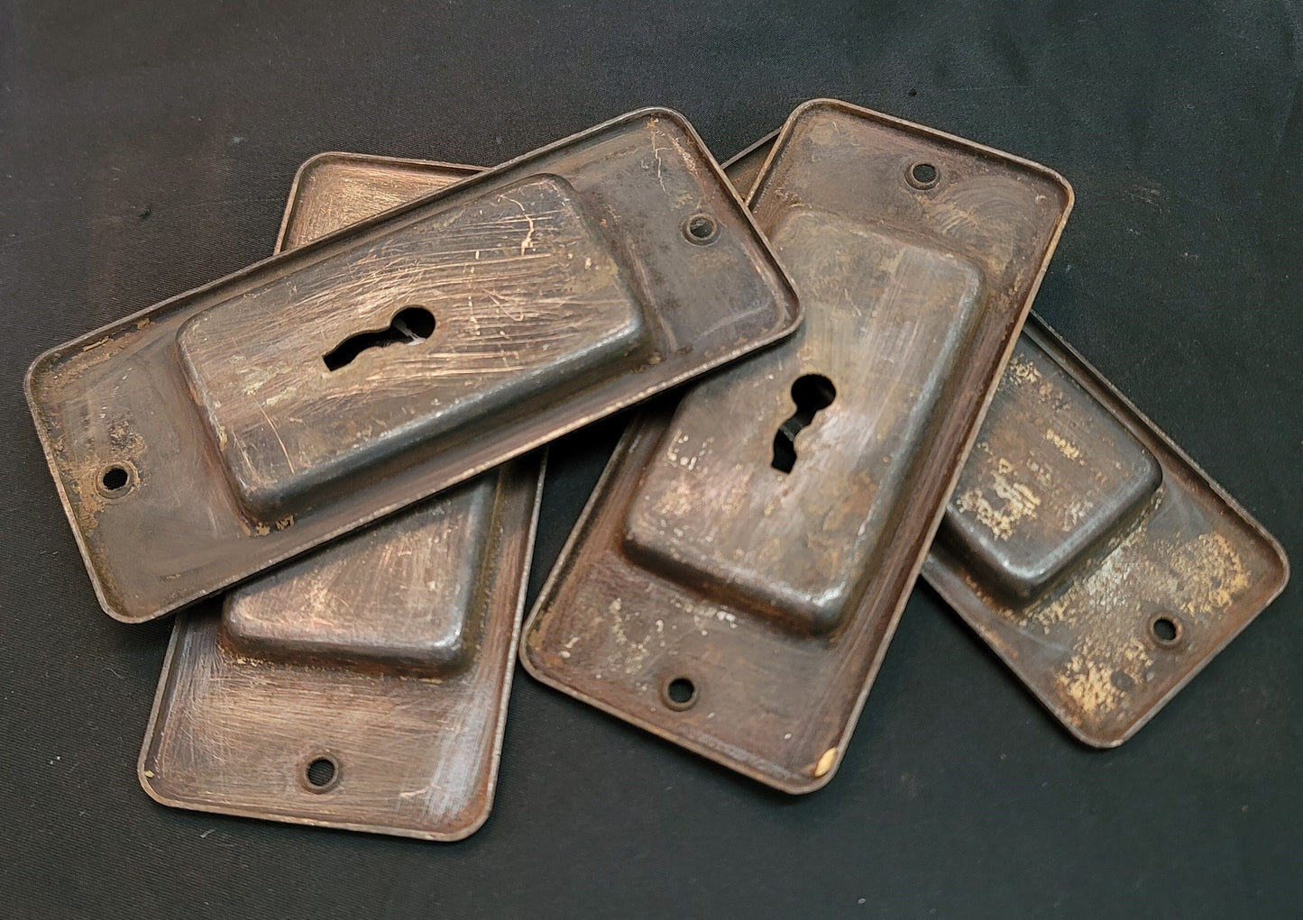 Set of 4 Pocket Door Keyhole Escutcheon Plates 4 9/16" x 2 1/8" GS01047