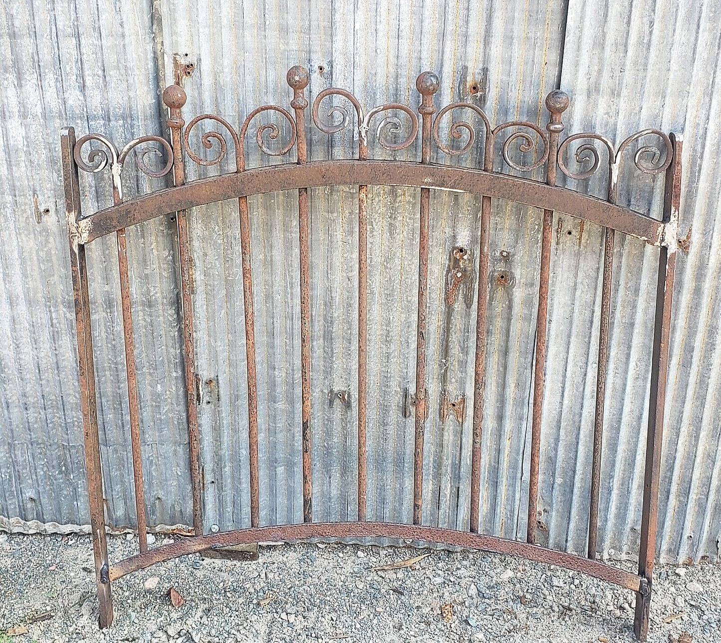 Ornate Arched Top & Bottom Wrought Iron Gate Panel 35 1/4" W x 35 1/4" T GS00085