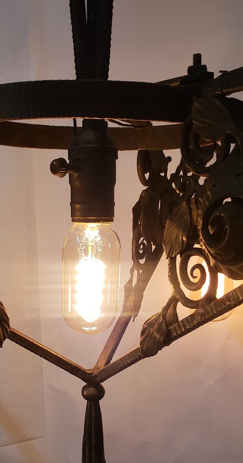 Ornate Black Wrought Iron 4 Light Chandelier 38 1/2" x 26 1/2" #GA9183