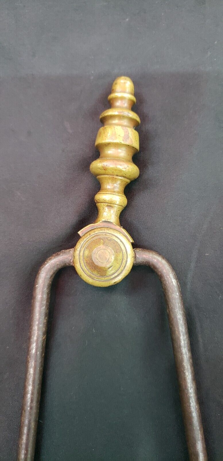 18th Century Wrought Iron & Cast Brass Fireplace Ember Tongs