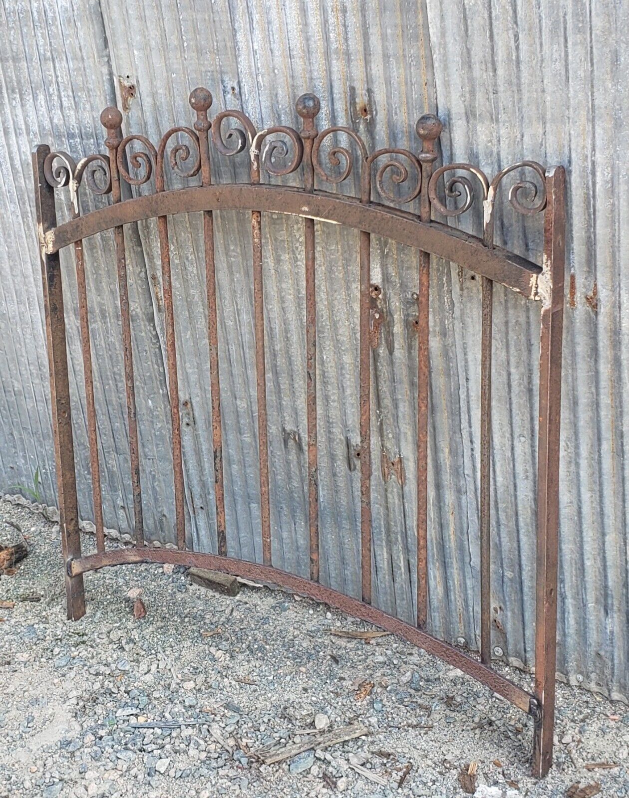 Ornate Arched Top & Bottom Wrought Iron Gate Panel 35 1/4" W x 35 1/4" T GS00085