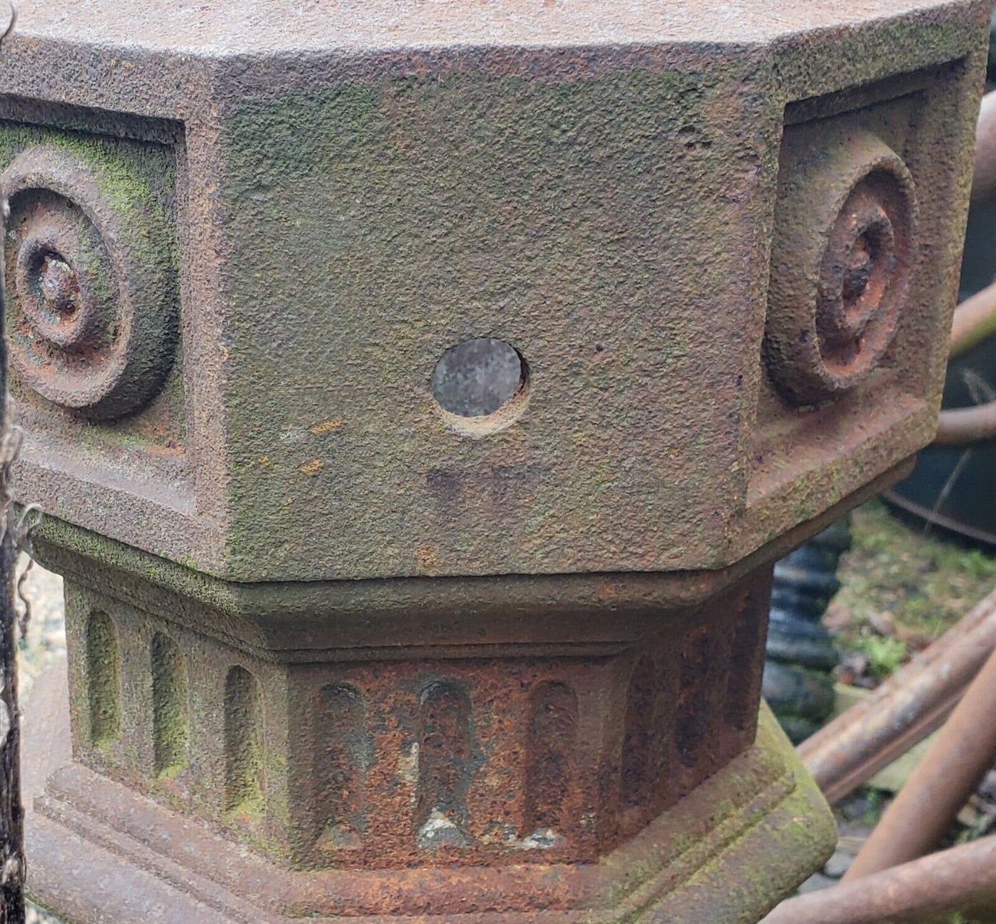 Octagon Shaped Cast Iron Fluted Newel Post 38" x 11" GA9783