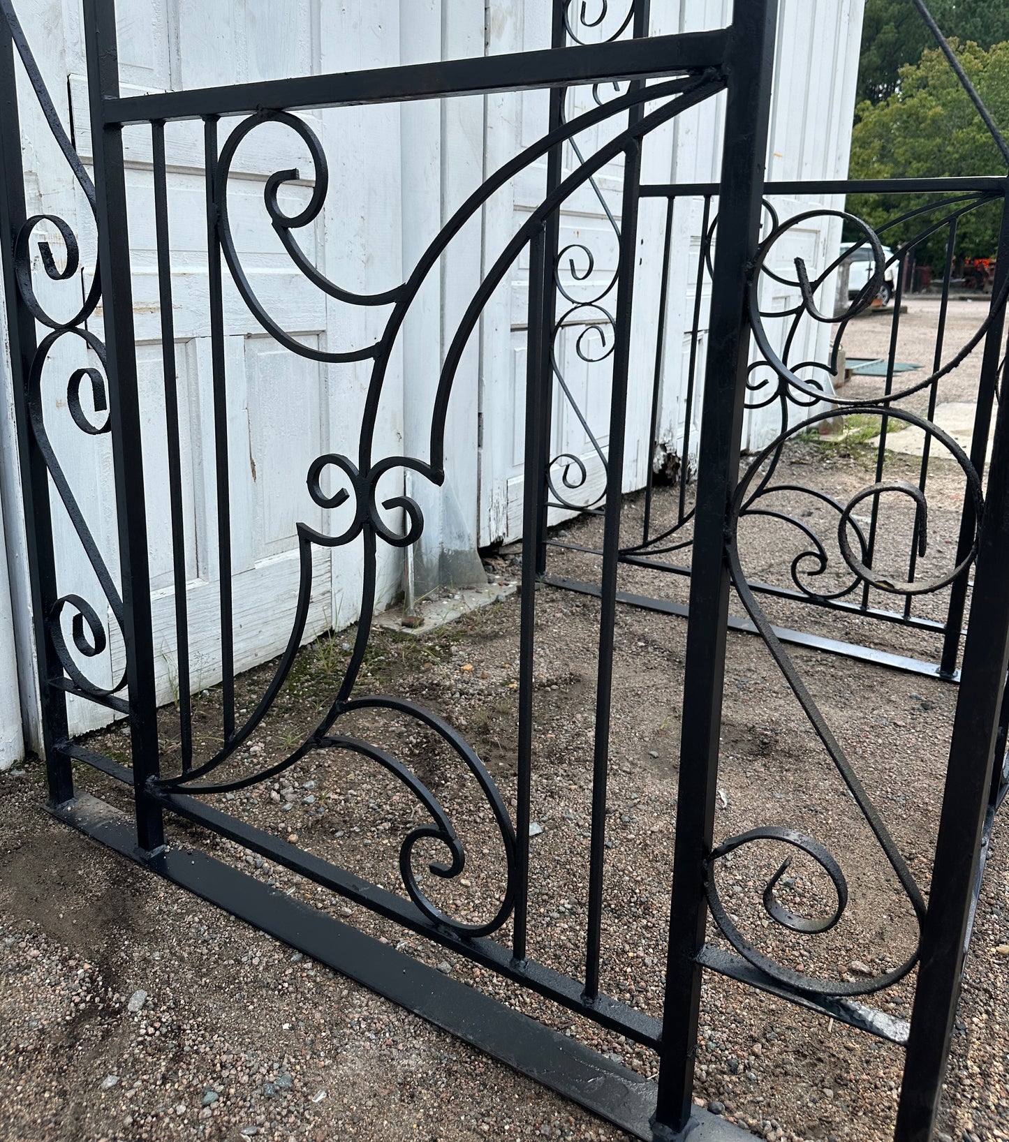 Custom-Built Wrought Iron Arbor w/ Crescent Top Entryway Gates GA20319
