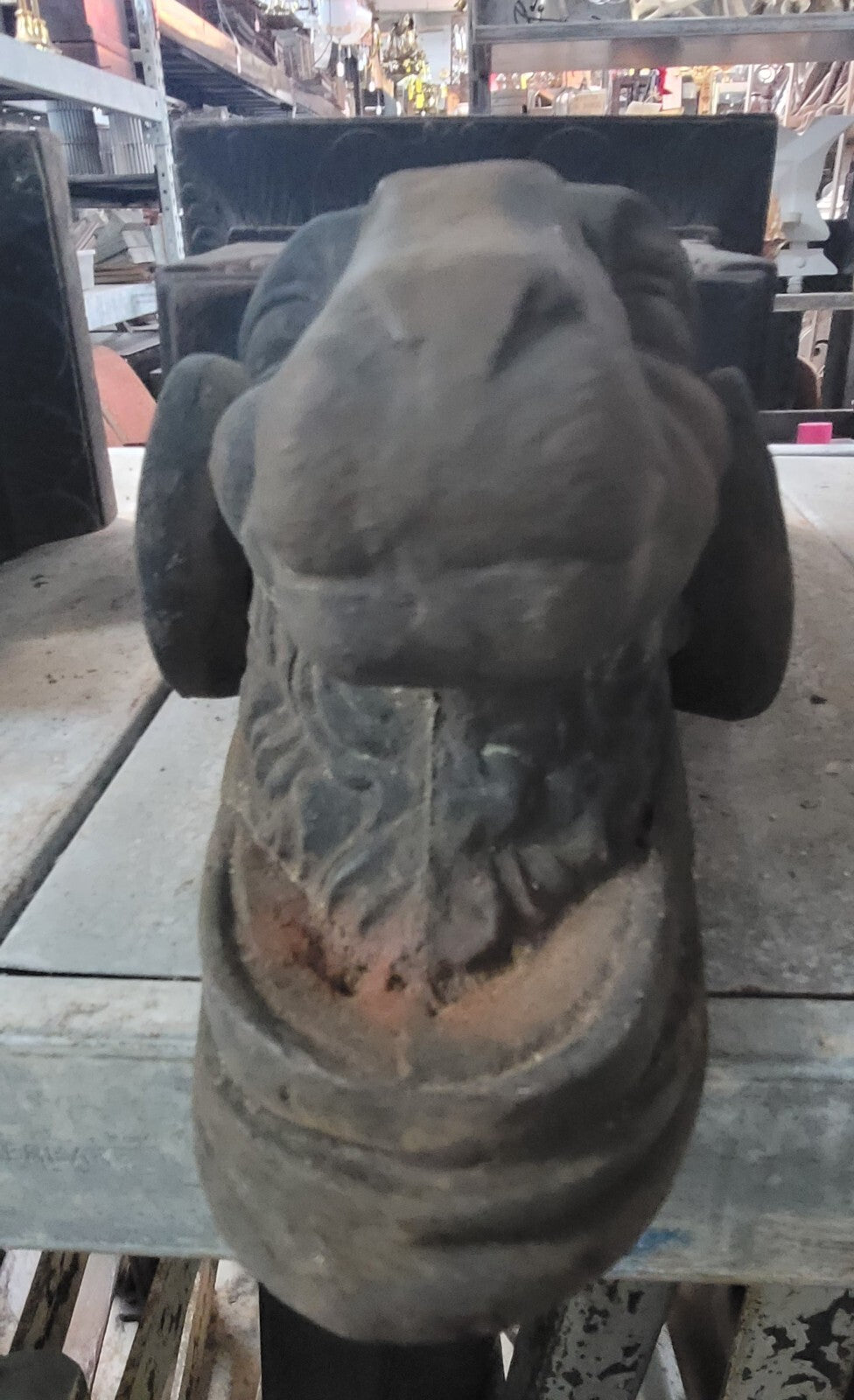 Rare Set of Ornate Cast Iron Rams Head Building Corbels 20" x 11 1/2" GS00504