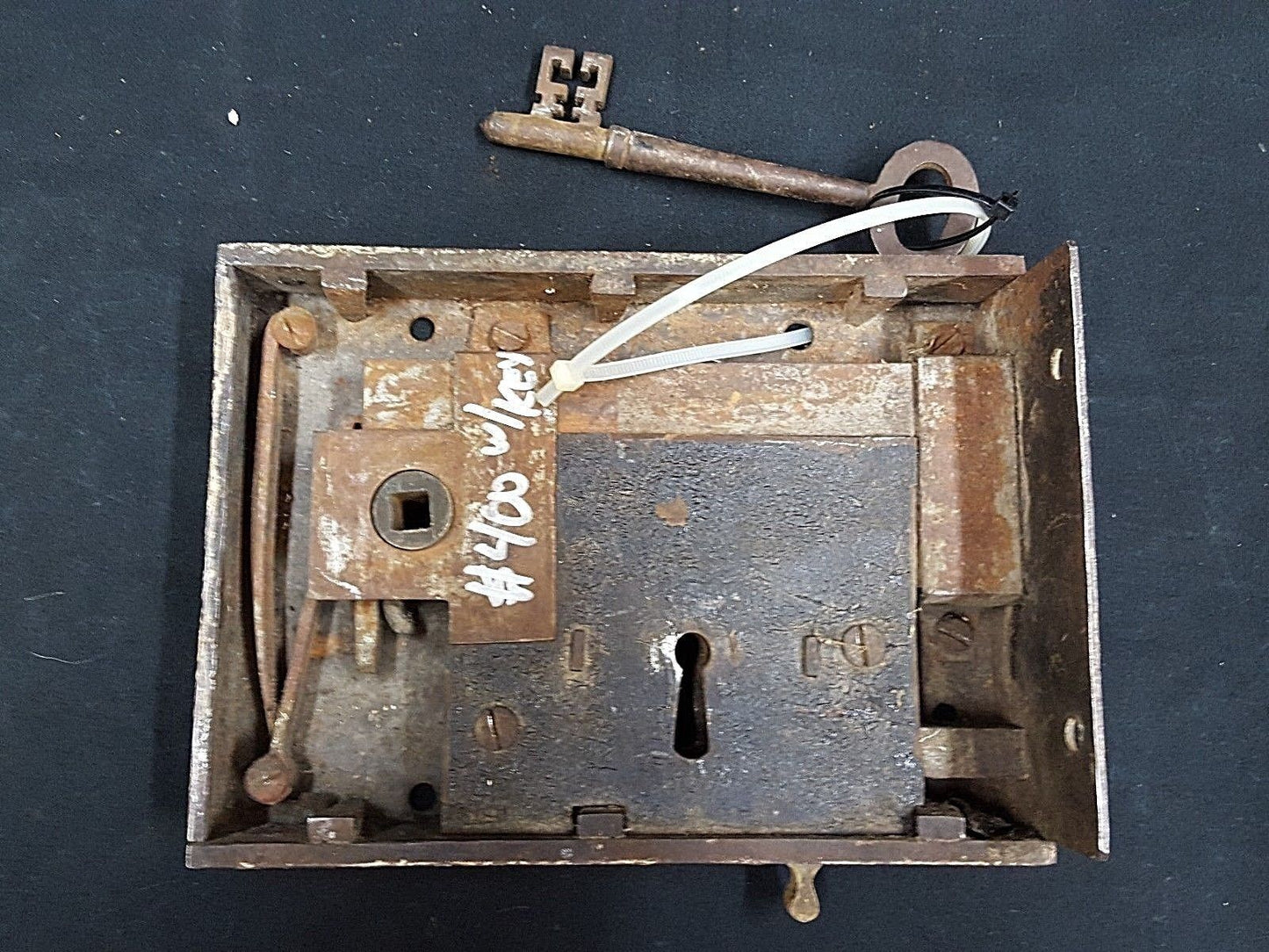 Authentic Early 1800s Metal Lock Set with Key