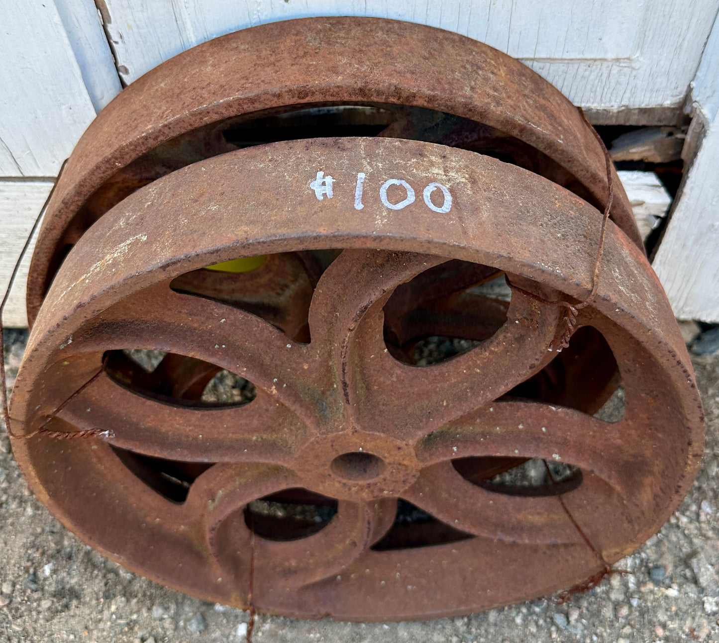 Pair of Industrial Cast Iron Cart Wheels GA20927