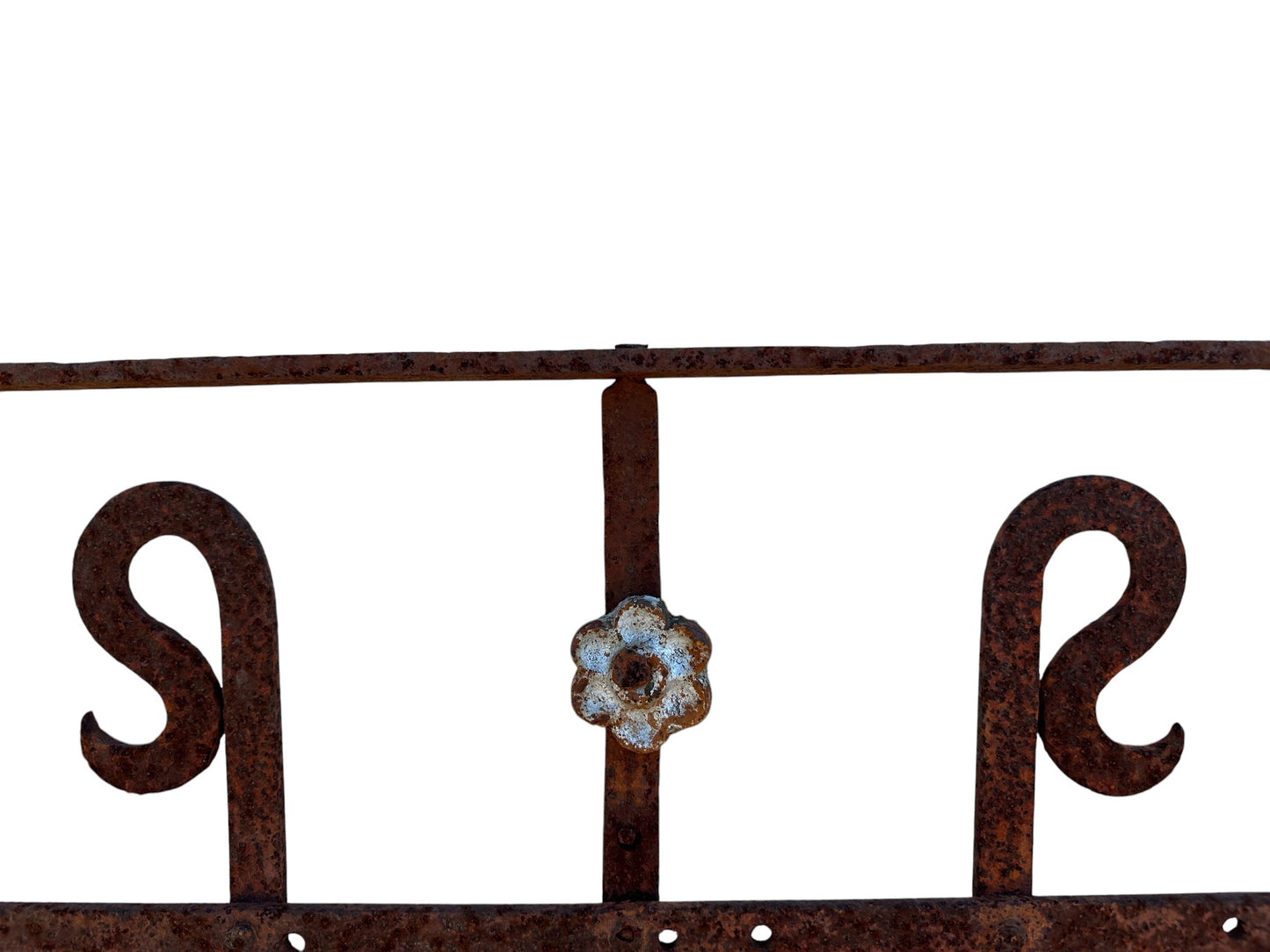 Geometric Wrought Iron Fence Panel with Flower Accents 55" T x 39" W GS00048