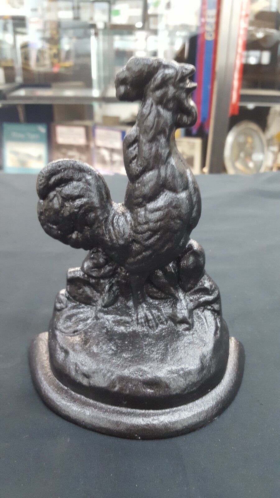 Antique Cast Iron Black Rooster Door Stop