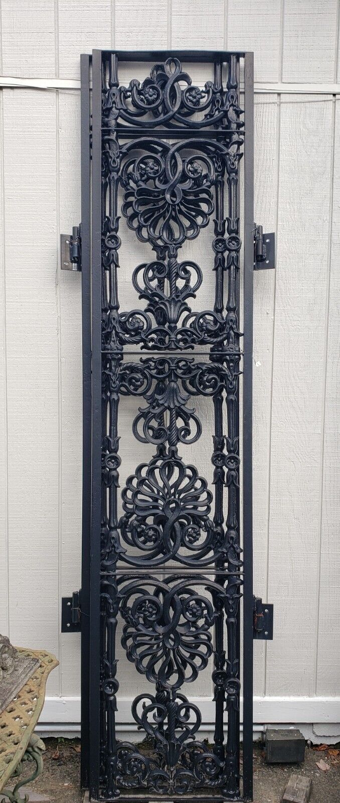 Pair of Satin Black Solid Cast Iron Gate Panels 43" Wide by 103" Tall GA9545
