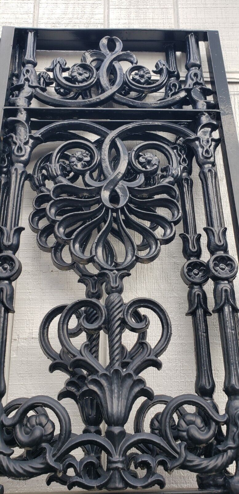Pair of Satin Black Solid Cast Iron Gate Panels 43" Wide by 103" Tall GA9545