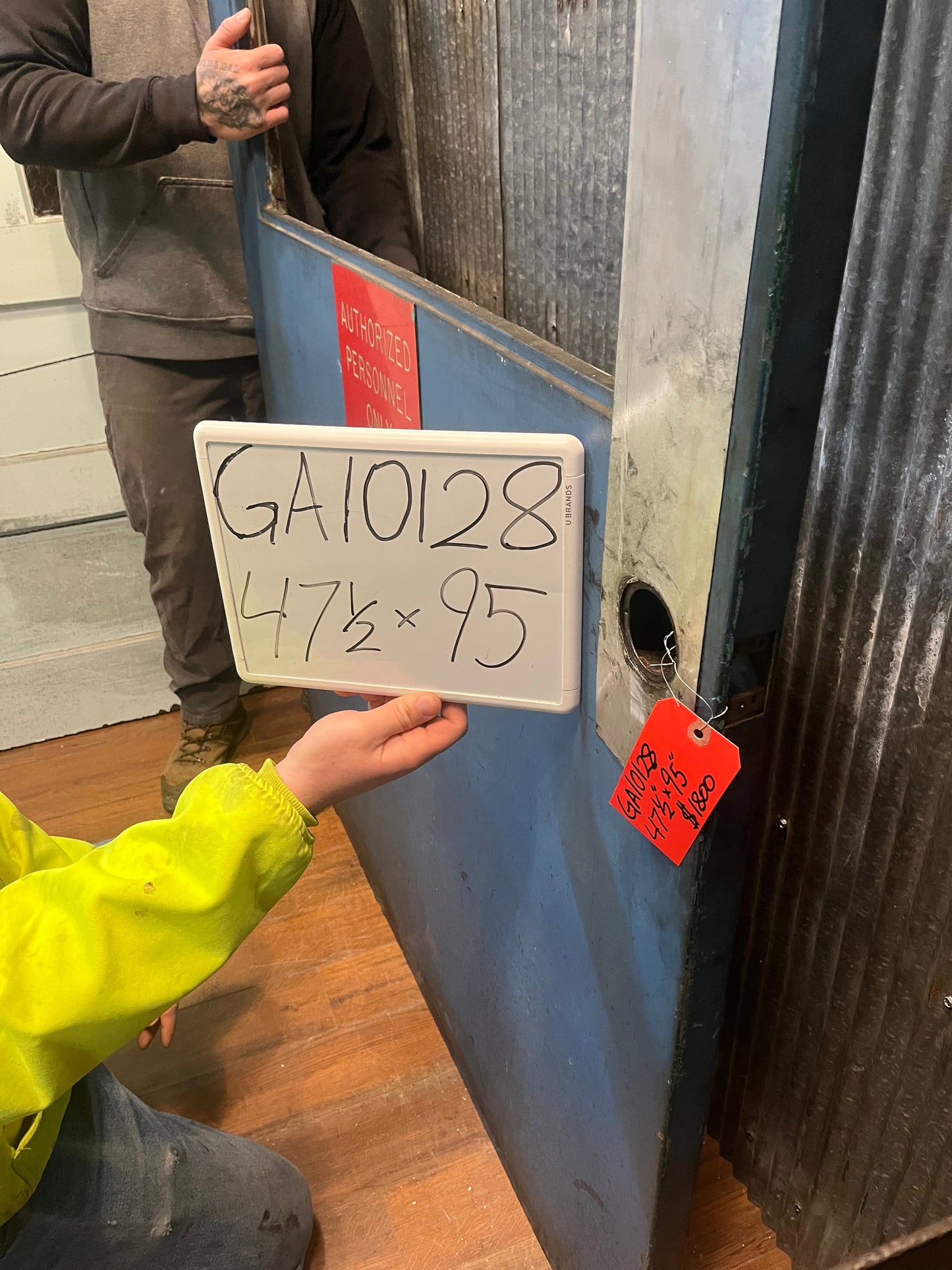 Glass Window Metal Factory Salvage Door 47 1/2 x 95 GA10128