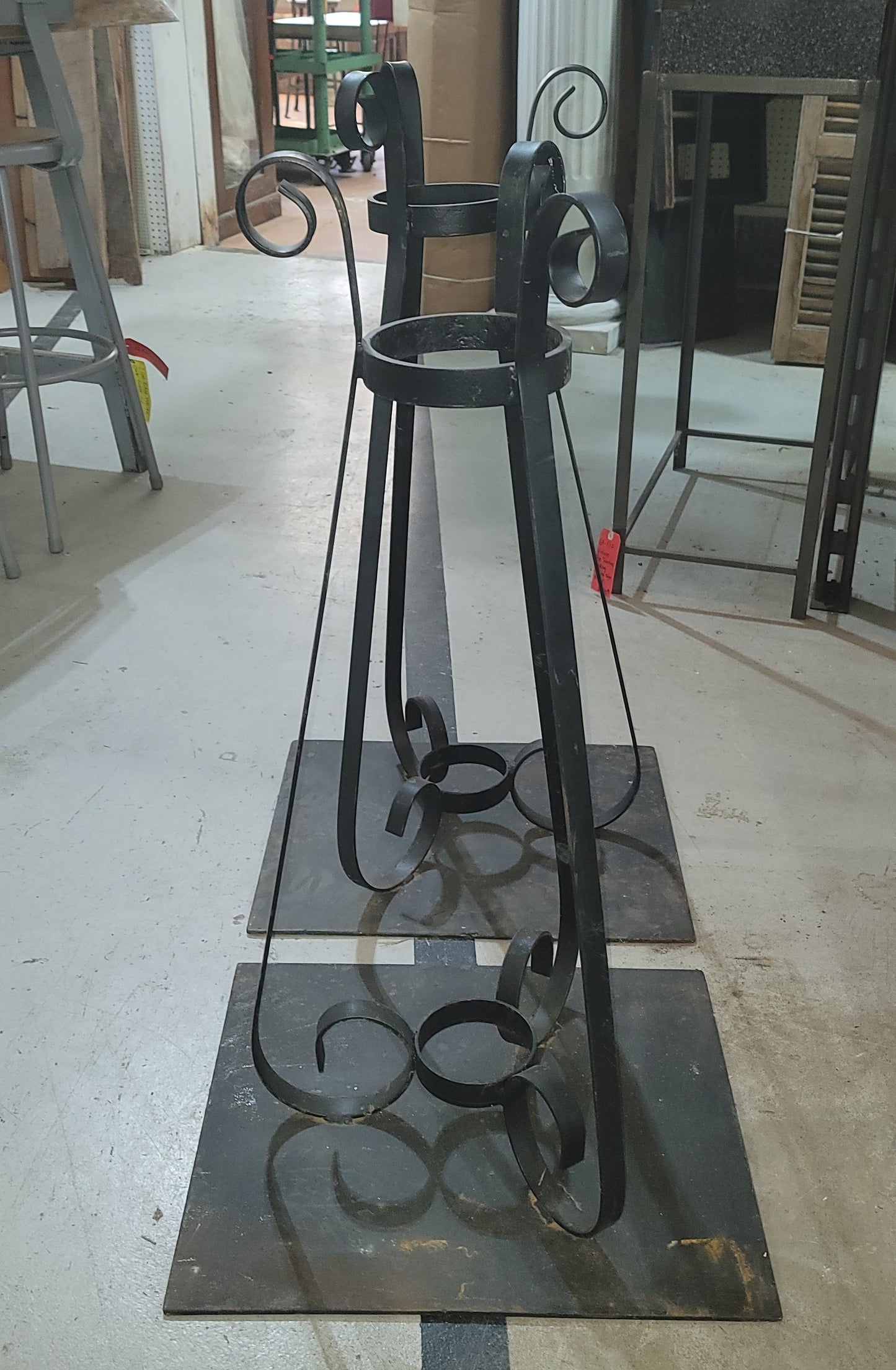 Pair of Custom Wrought Iron Free Standing Planters 39 1/2" x 18" GS00824