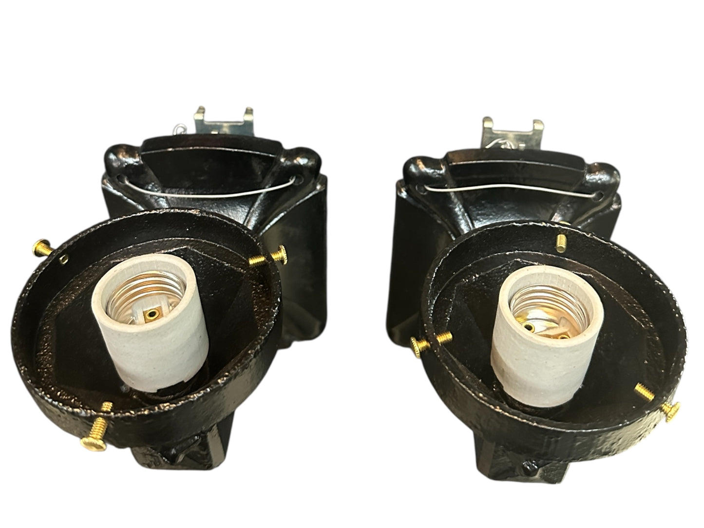 Restored Antique Cast Iron Wall Sconce Pair GA20688