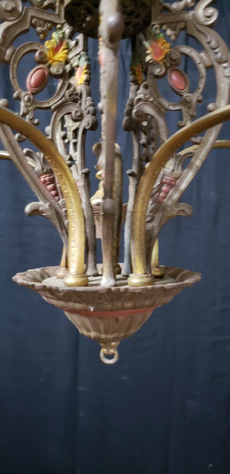Art Nouveau Ornate Cast Iron Filigree 5 Light Chandelier 20" x 19" GA739