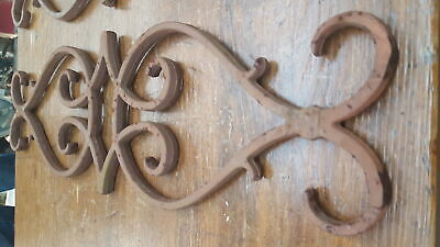 Pair of Cast Iron Scroll & Geometric Design Fence Panel Sections