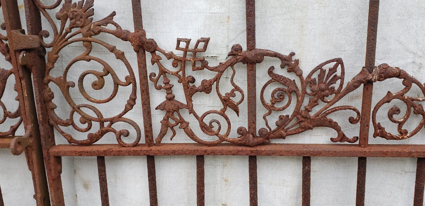 Pair of Ornate Wrought Iron Gates 44 1/2" x 58" GA9477