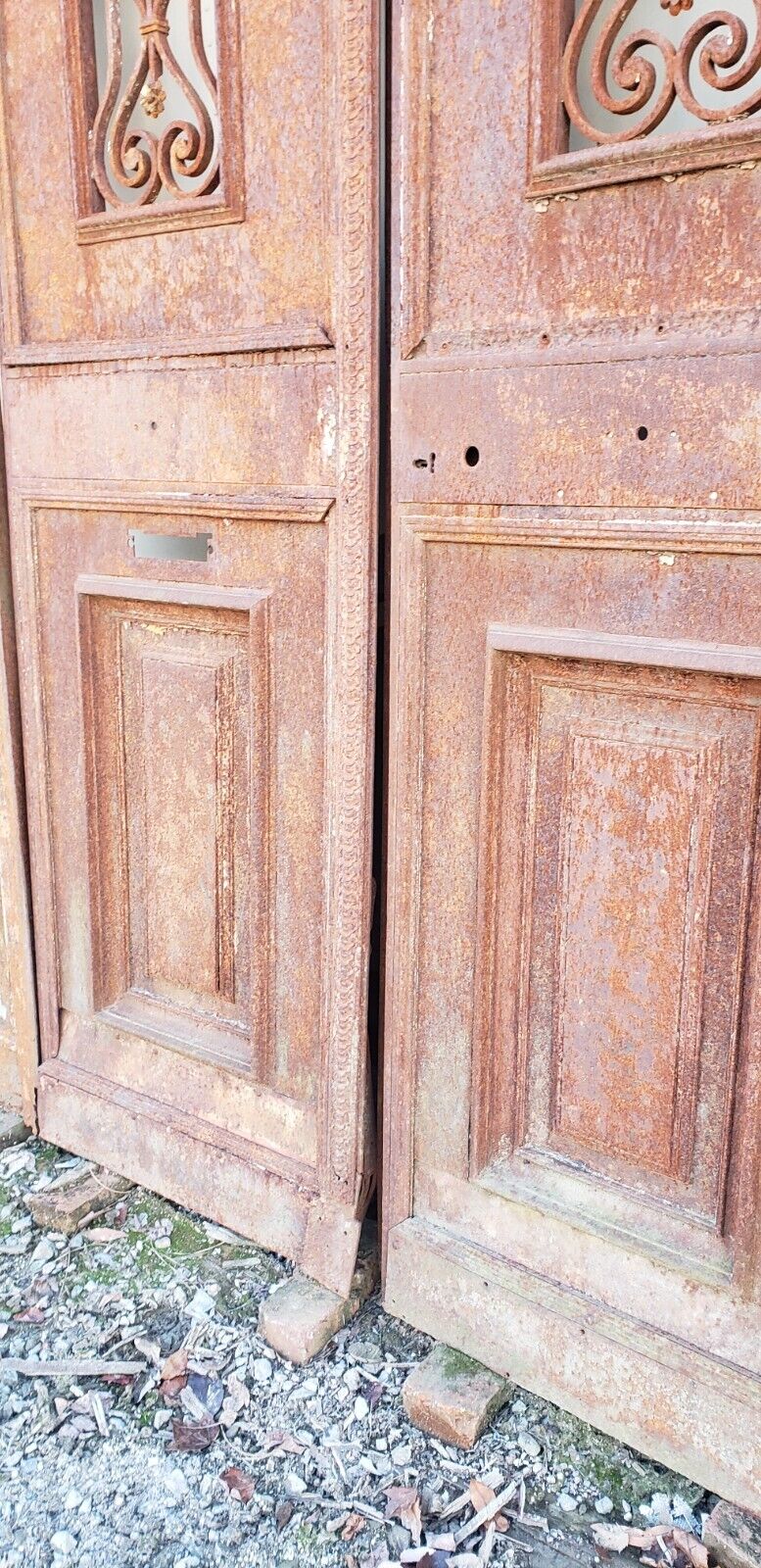 Ornate Art Nouveau Wrought Iron Gates 23 1/2" Wide x 121" Tall GA9598