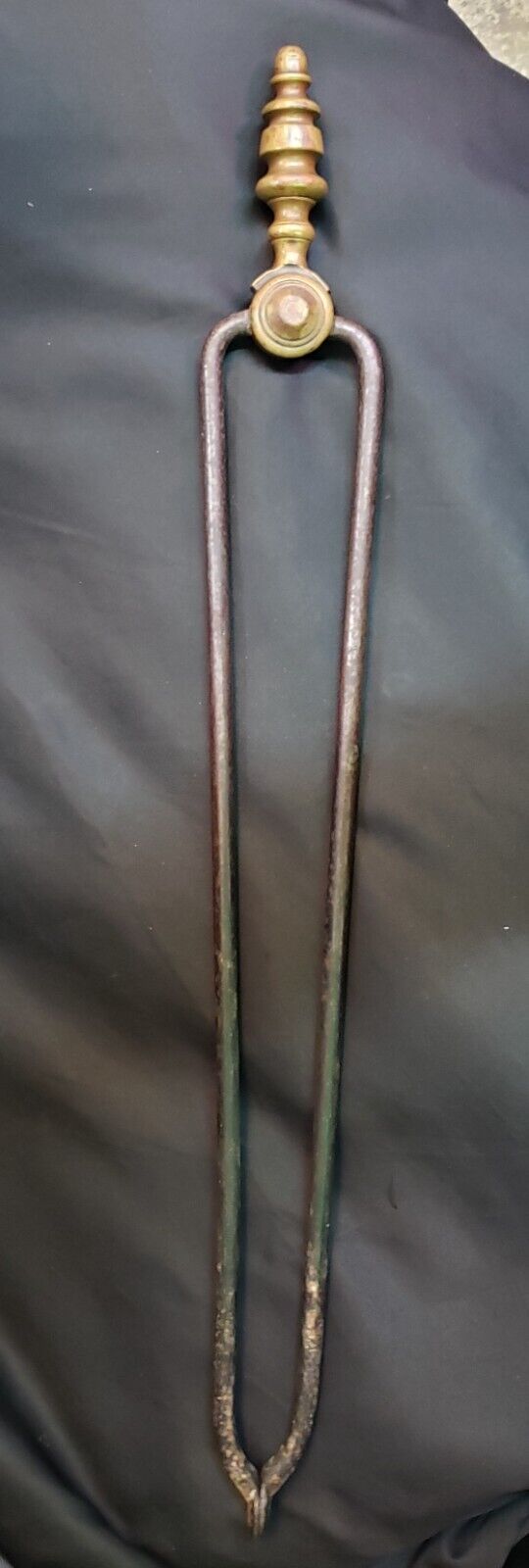 18th Century Wrought Iron & Cast Brass Fireplace Ember Tongs