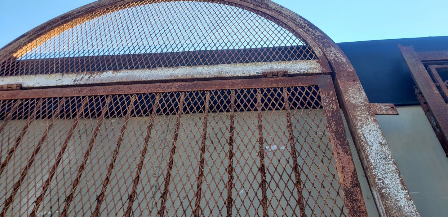 Tall Arch Top Wrought Iron Grid Gate with Frame 66 1/2" x 140" GA9600