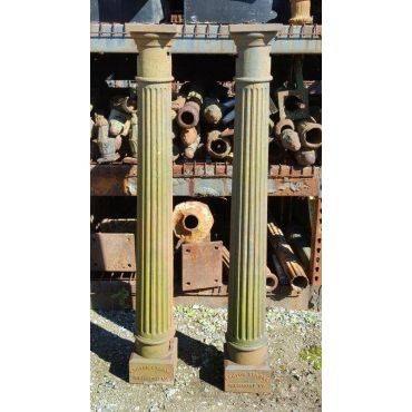 Pair of Tall Solid Cast Iron Newel Posts #GA84