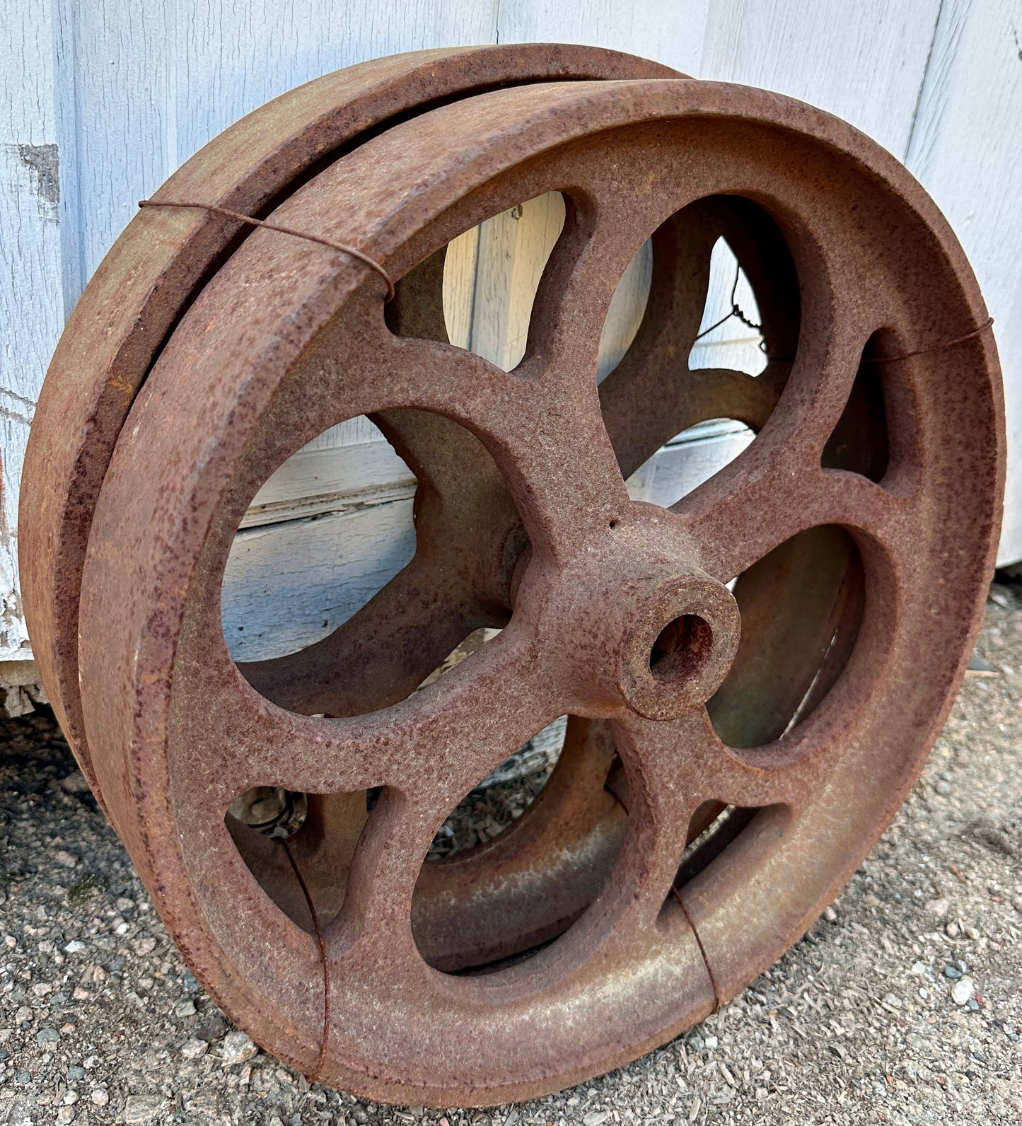 Pair of Industrial Cast Iron Cart Wheels GA20928