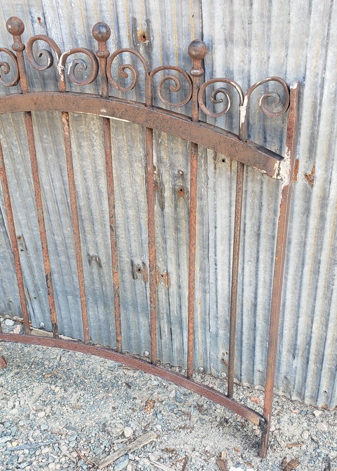 Ornate Arched Top & Bottom Wrought Iron Gate Panel 35 1/4" W x 35 1/4" T GS00085