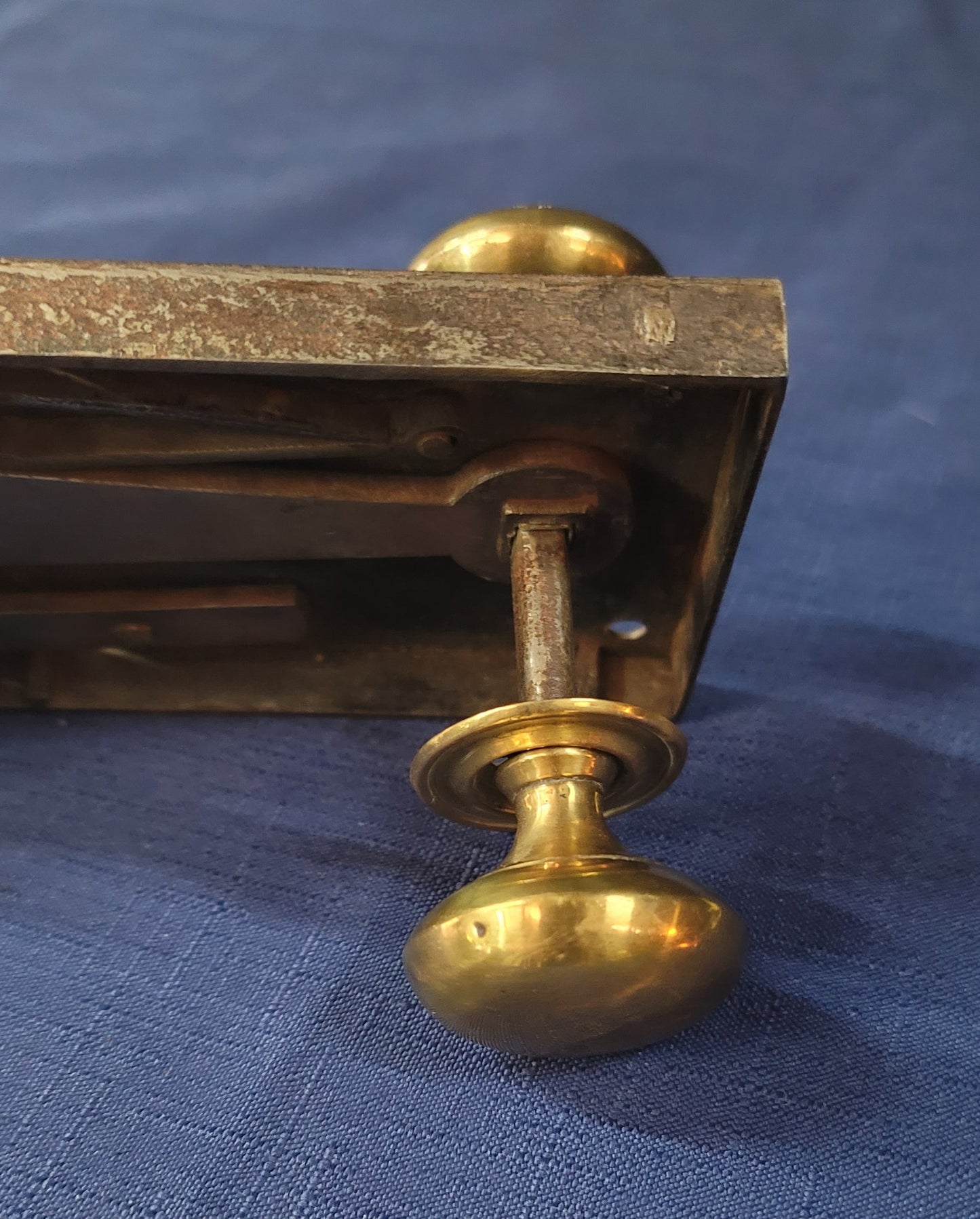 Right Side Iron & Brass Lever Rim Lock with Keeper 4 3/8" x 3 1/2" GA243