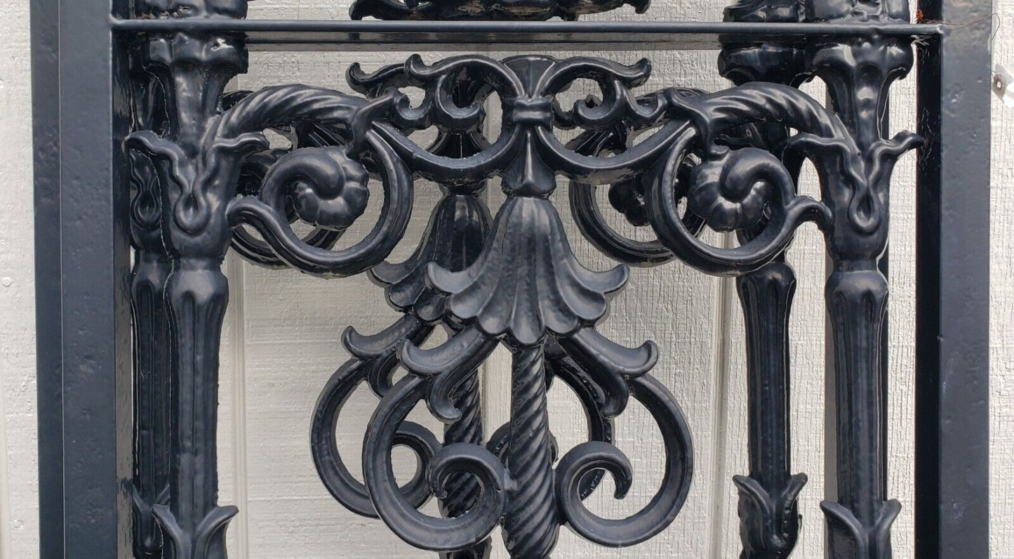 Pair of Satin Black Solid Cast Iron Gate Panels 43" Wide by 103" Tall GA9545