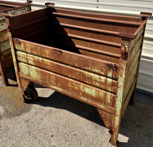 Vintage Industrial Steel Rolling Scrap Bin GA20960
