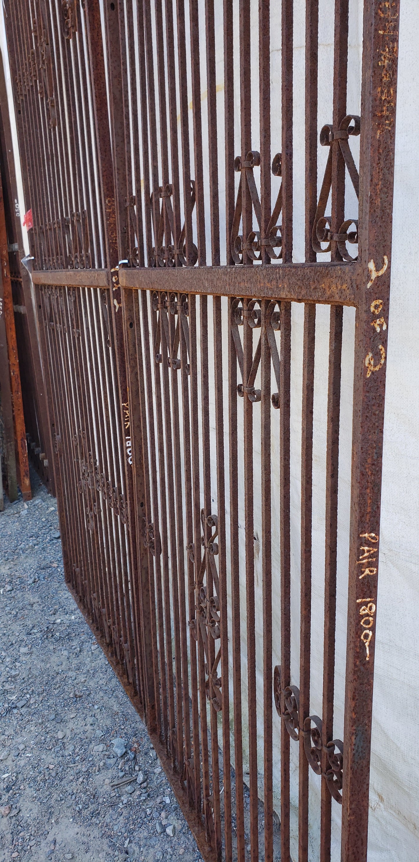 Pair of Ornate Wrought Iron Gates 84 3/4" Tall by 34 1/4" Wide #GA9403