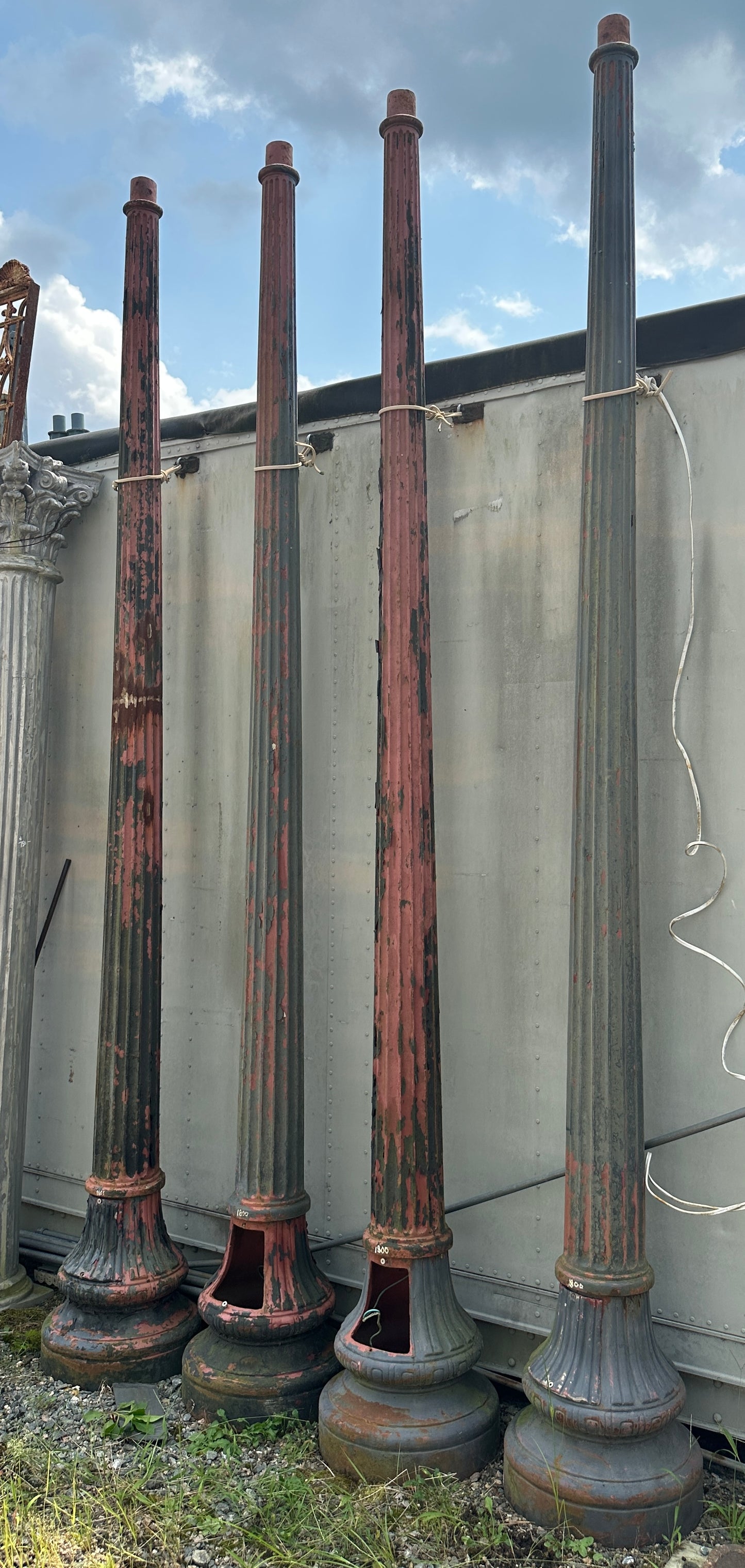10 Ft Cast Iron Fluted Street Lamp Posts GA20290 - 3 Available!