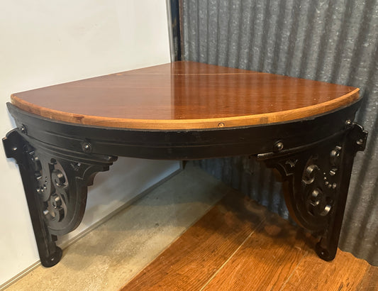 Vintage Wrought Iron & Wood Wall Mount Corner Table GA20518