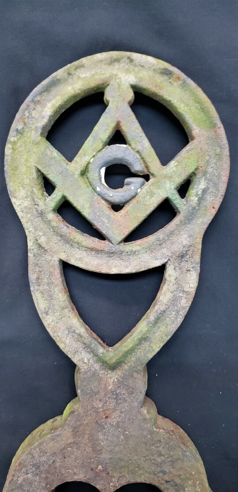 Pair of Masonic Freemasonry Cast Iron Andirons