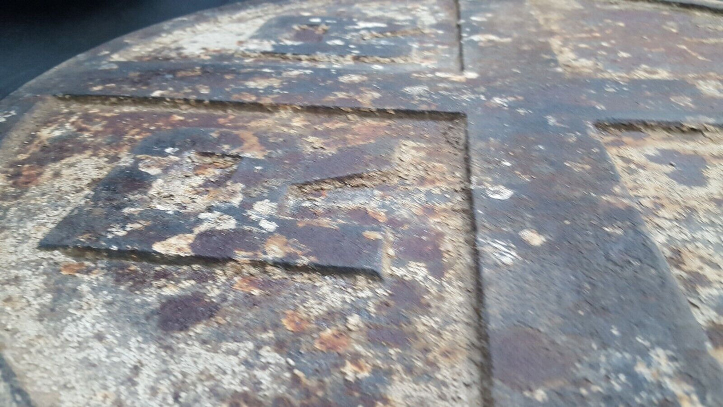 RARE 1800s 24" Round Heavy Cast Iron Railroad Crossing Sign