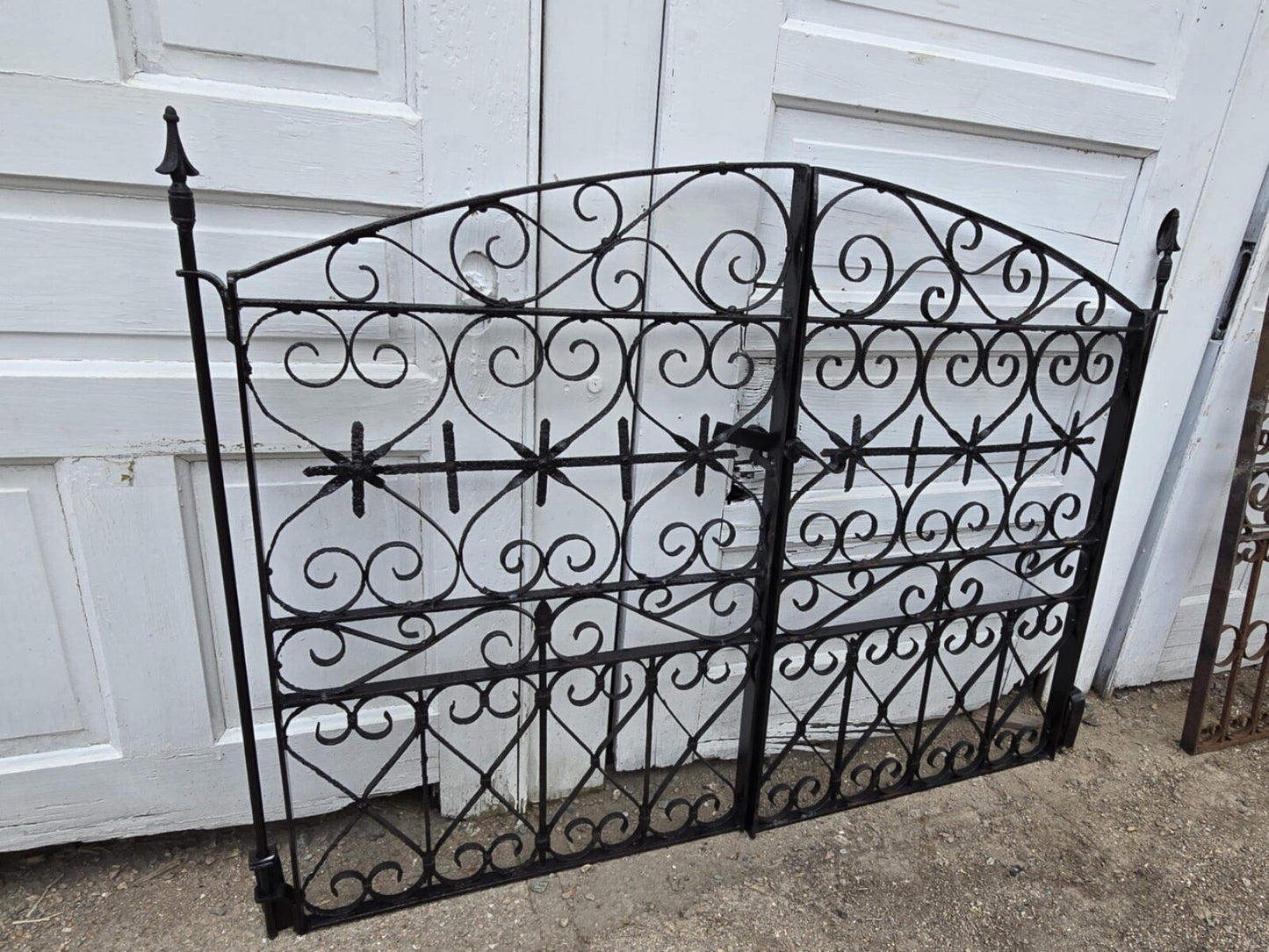 Pair of Arched Antique Iron Garden Gates w/ Latch GAM0459