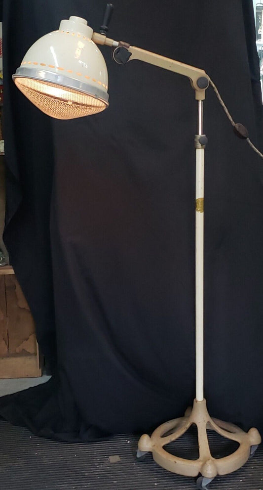 1930's Burdick Tall Portable Physicians Light with Cast Iron Base