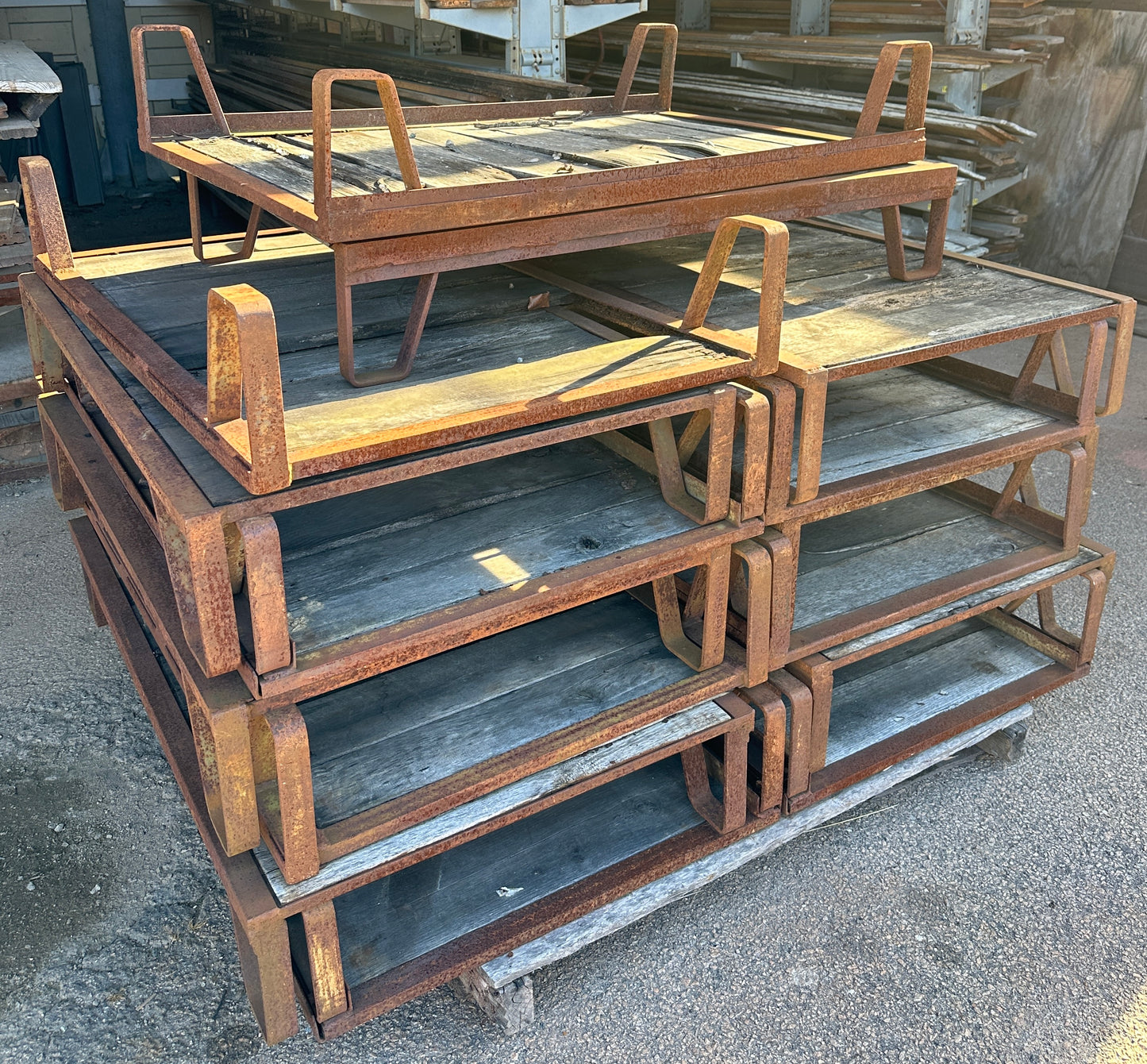 Antique Industrial Cast Iron Pallet w/ Wood Slats - 12 Available GA20528
