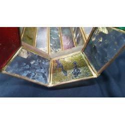 Multi-colored Textured Glass Lantern Chandelier with Chain & Ceiling Mount GA21074