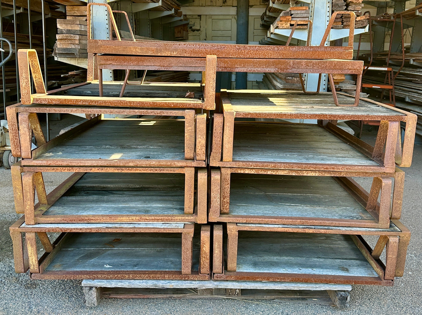 Antique Industrial Cast Iron Pallet w/ Wood Slats - 12 Available GA20528